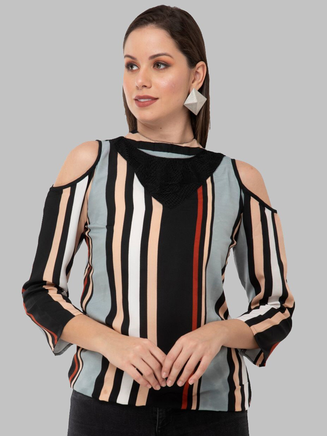 TAARAA Multicoloured Striped Crepe Top