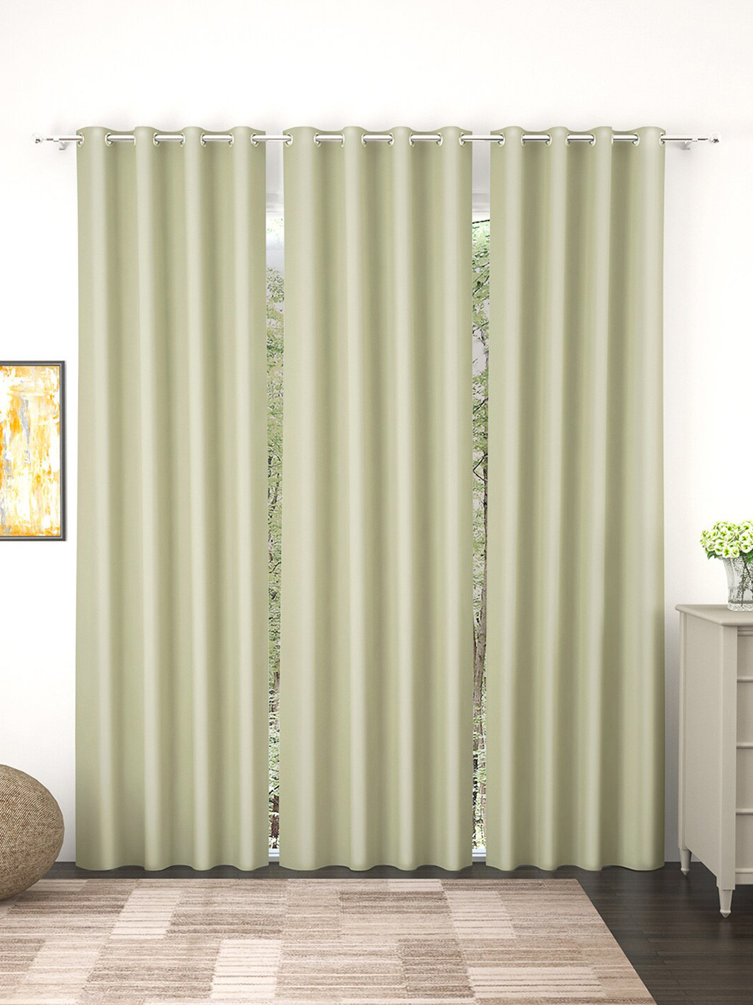 Story@home Beige Pack of 3  Out Door Curtain