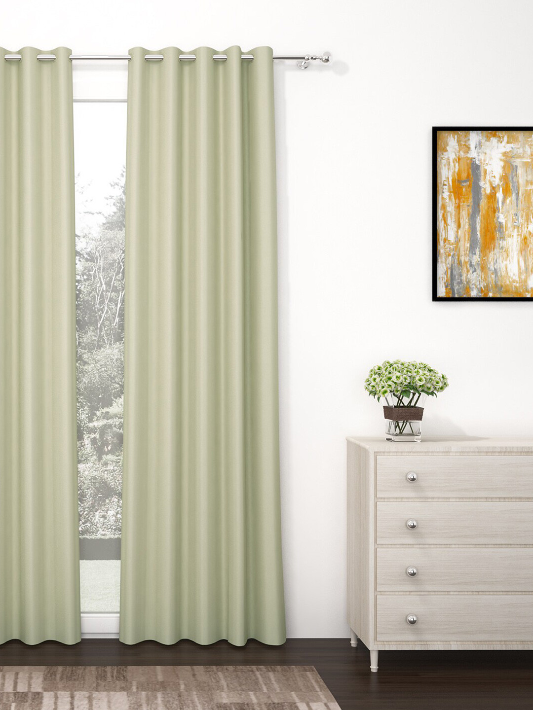 Story@home Beige Set Of 1 Long Door Curtain