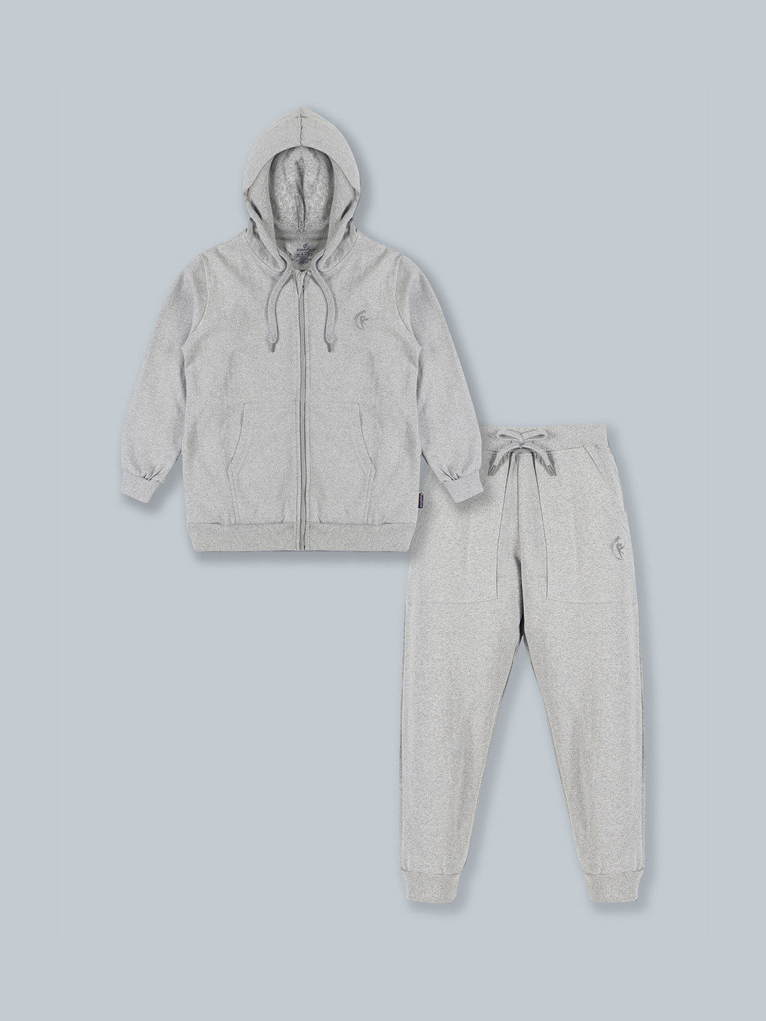 KiddoPanti Kids Grey Melange Solid Tracksuits