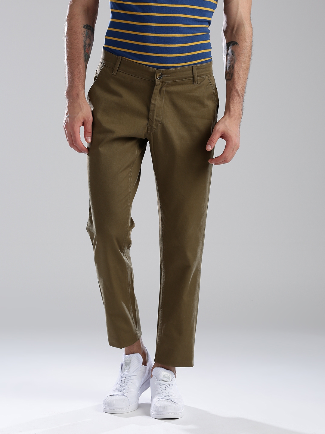 Buy Hubberholme Men Grey Slim Fit Solid Chinos  Trousers for Men 10996384   Myntra