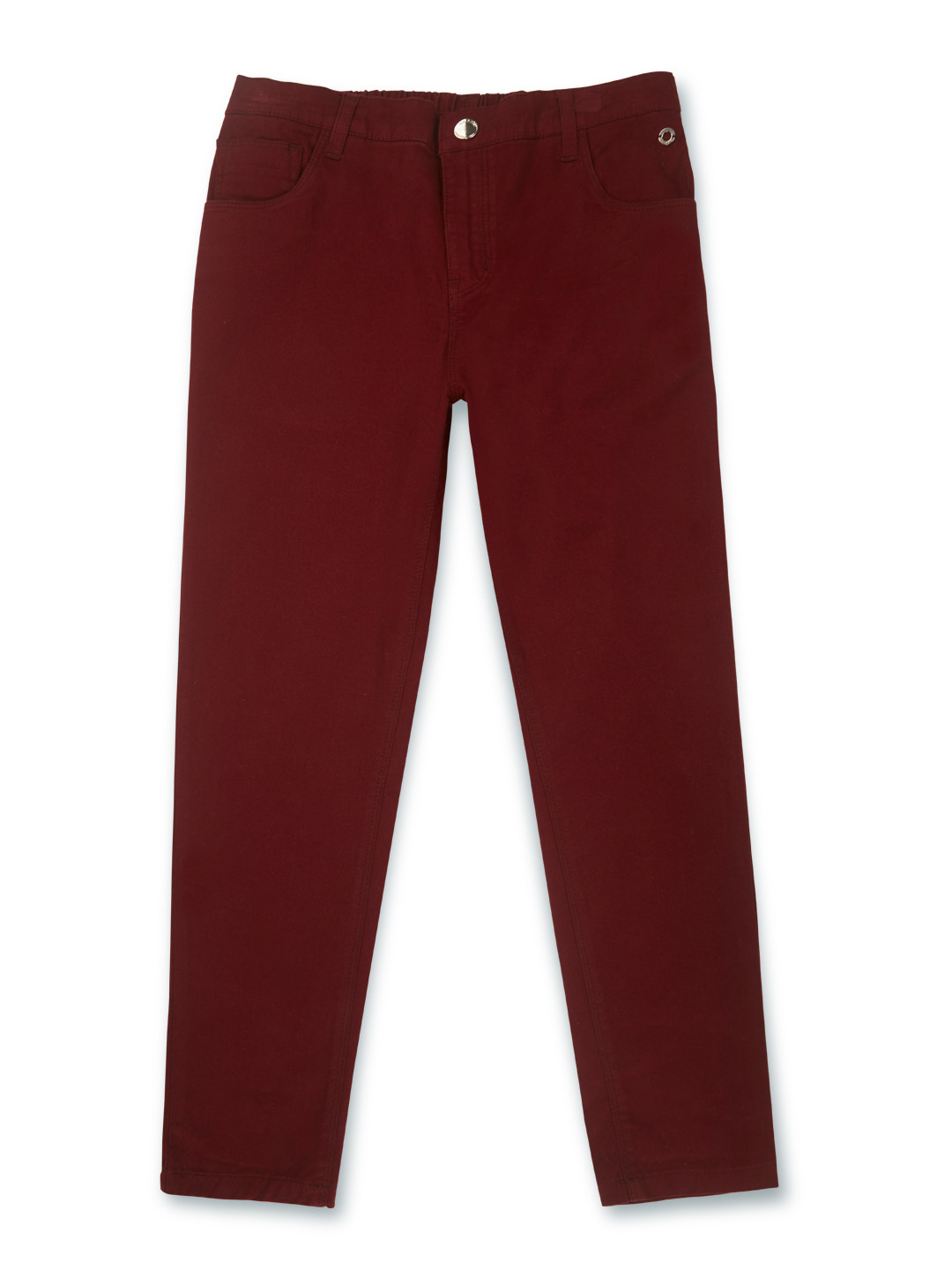 Gini and Jony Girls Red Solid Denim Trousers
