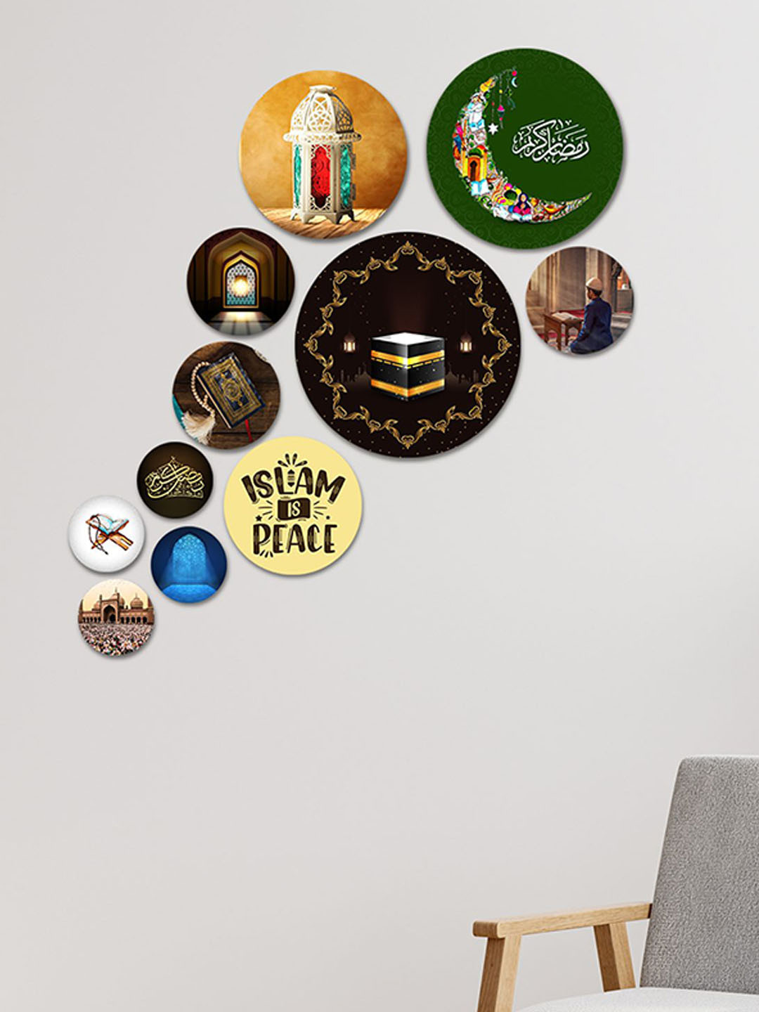 ArtVibes MDF Glossy Sticking Hall 11Pcs Spiritual Wall Decor-7.5In