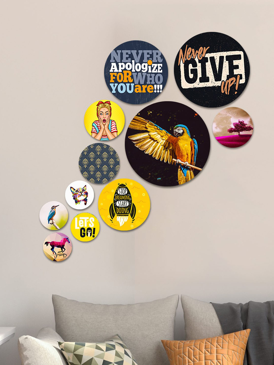 ArtVibes Eco-Friendly MDF Crafted Ceramics Glossy Sticking Hall Wall Hangings-25.6In