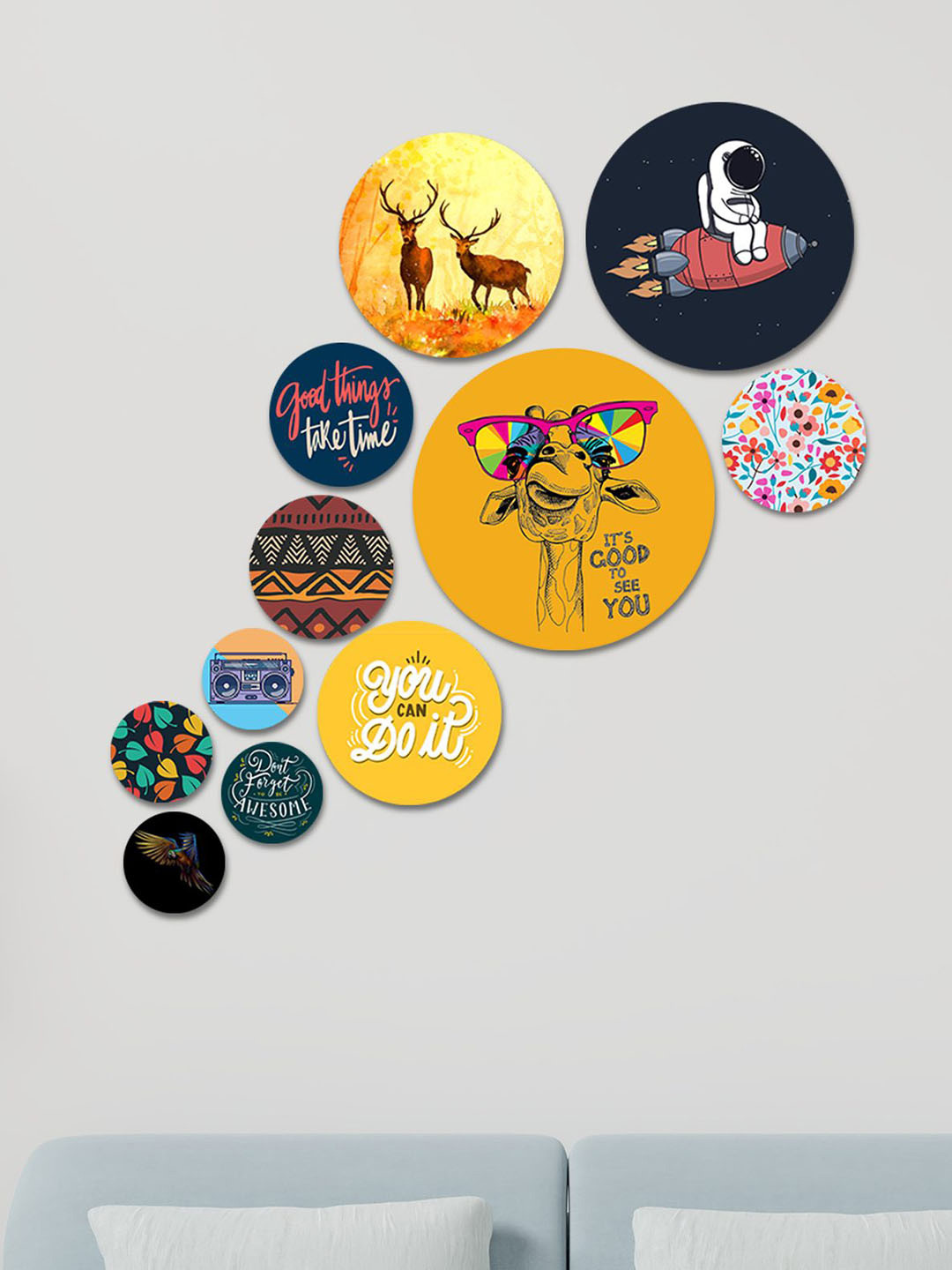 ArtVibes Decoration MDF Crafted Ceramics Glossy Sticking Hall Wall Hangings-25.6In