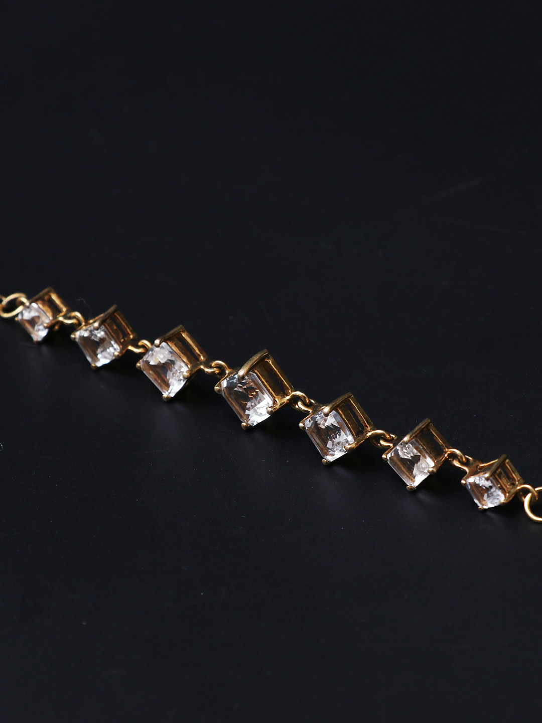 HIFLYER JEWELS Women Gold-Toned & White Sterling Silver Topaz Gold-Plated Link Bracelet