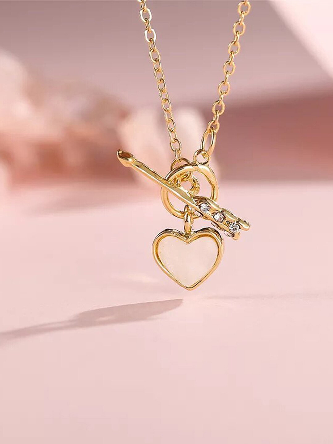 Jewels Galaxy White Gold-Plated Heart Inspired Chain