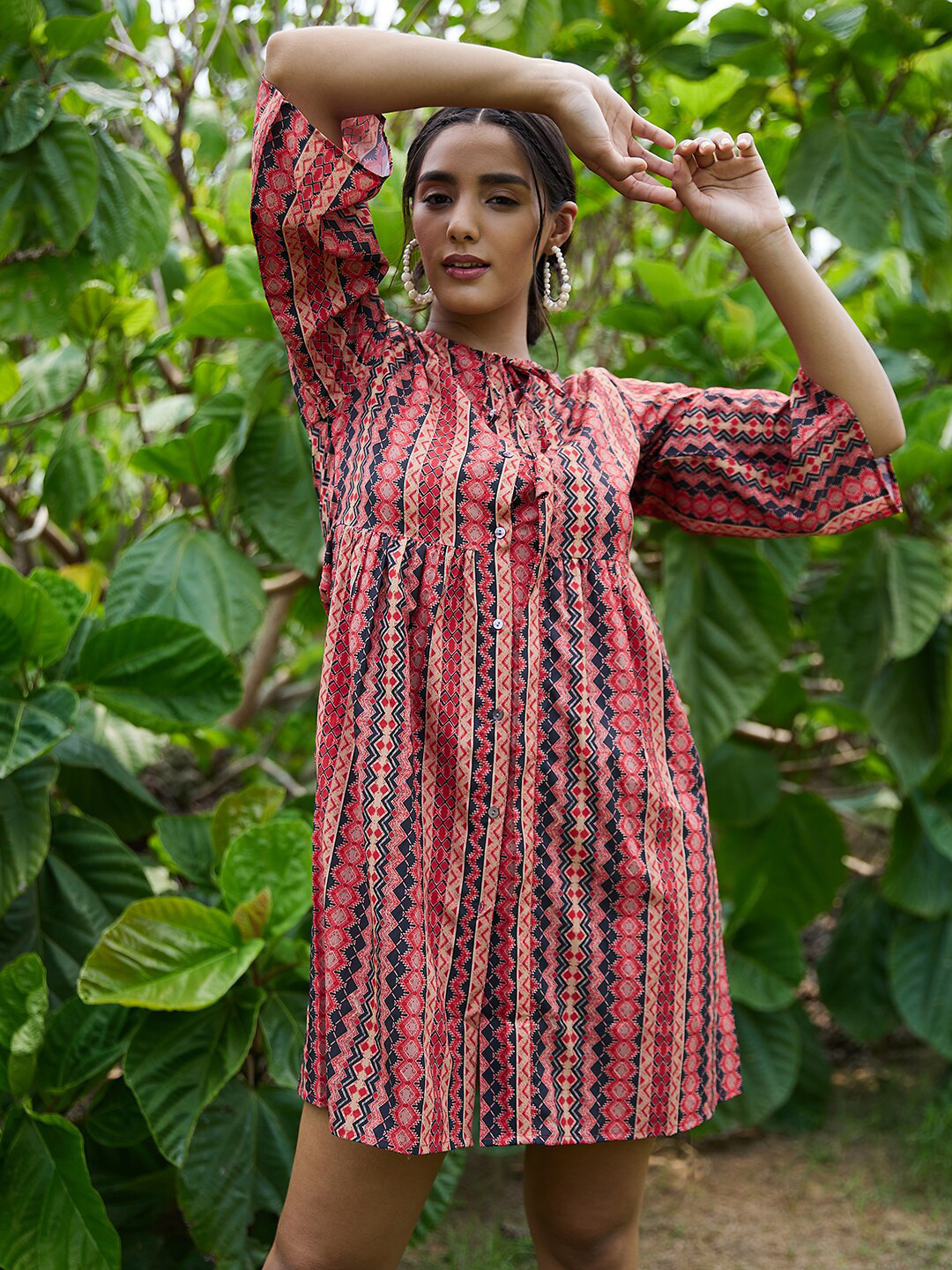 Athena Brown Crepe A-Line Dress