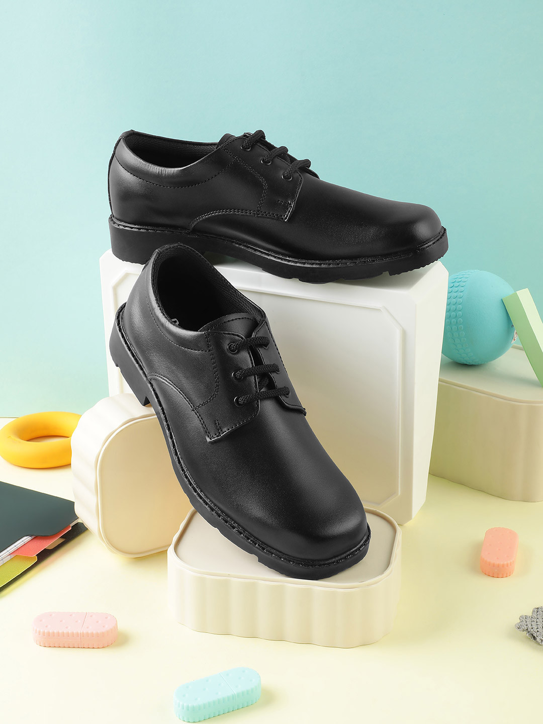 Liberty Force 10 kids Black Lacing School Shoes