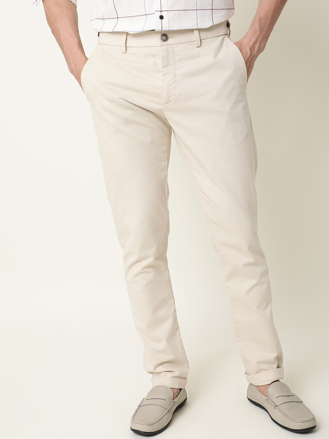 RARE RABBIT Men Trews-22 Mid-Rise Textured Slim Fit Trouser