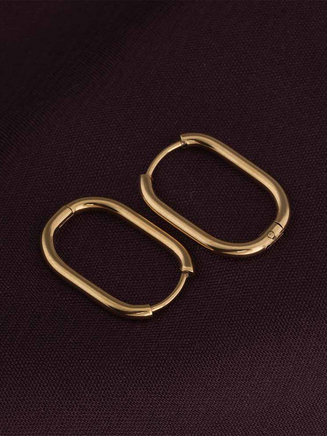 PALMONAS Plain Ovate Gold-Plated Spherical Hoop Earrings