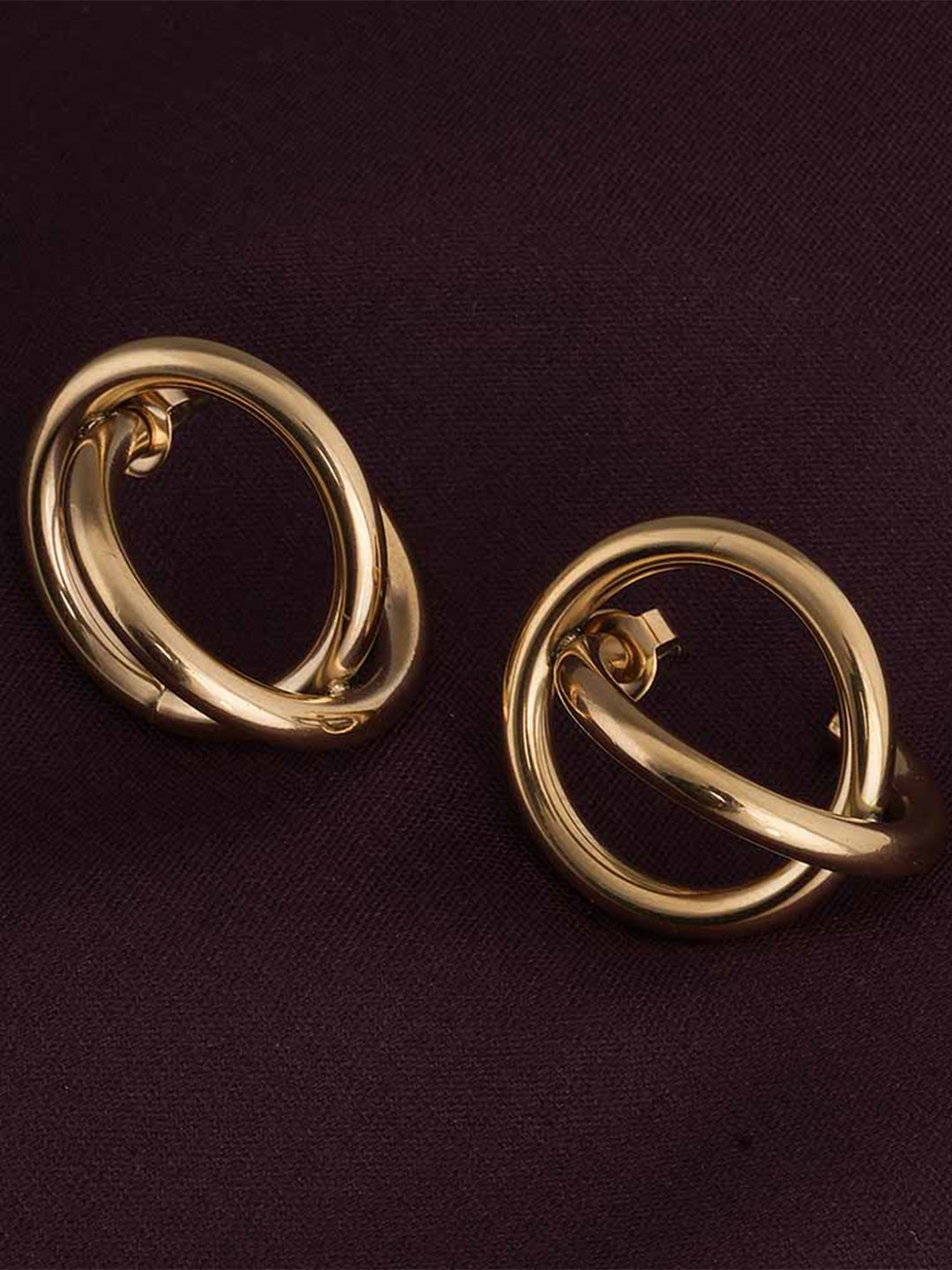 PALMONAS Double Circle Gold-Plated Zircon Studs