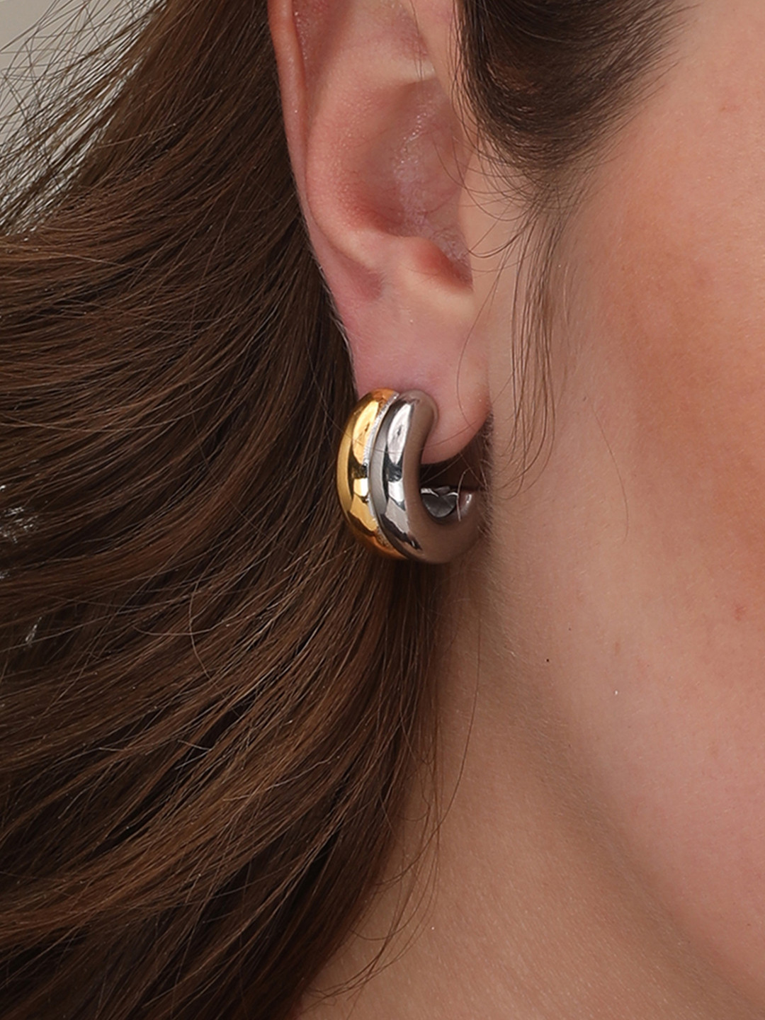 PALMONAS Chunky Golden Gold-Plated Crescent Studs