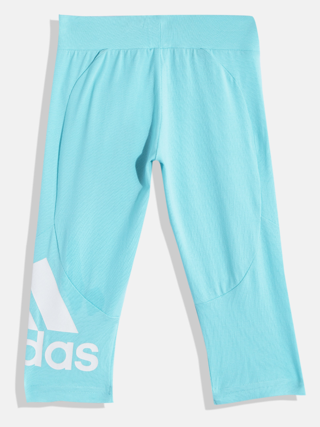 ADIDAS Girls Blue & White Solid Brand Logo Print Detail BL 34 Tights