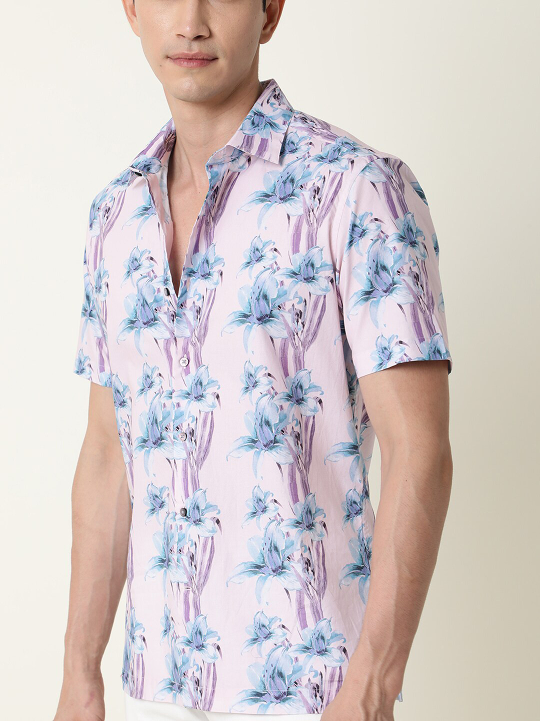 RARE RABBIT Men Hadlo Floral Printed Cotton Slim Fit Shirt