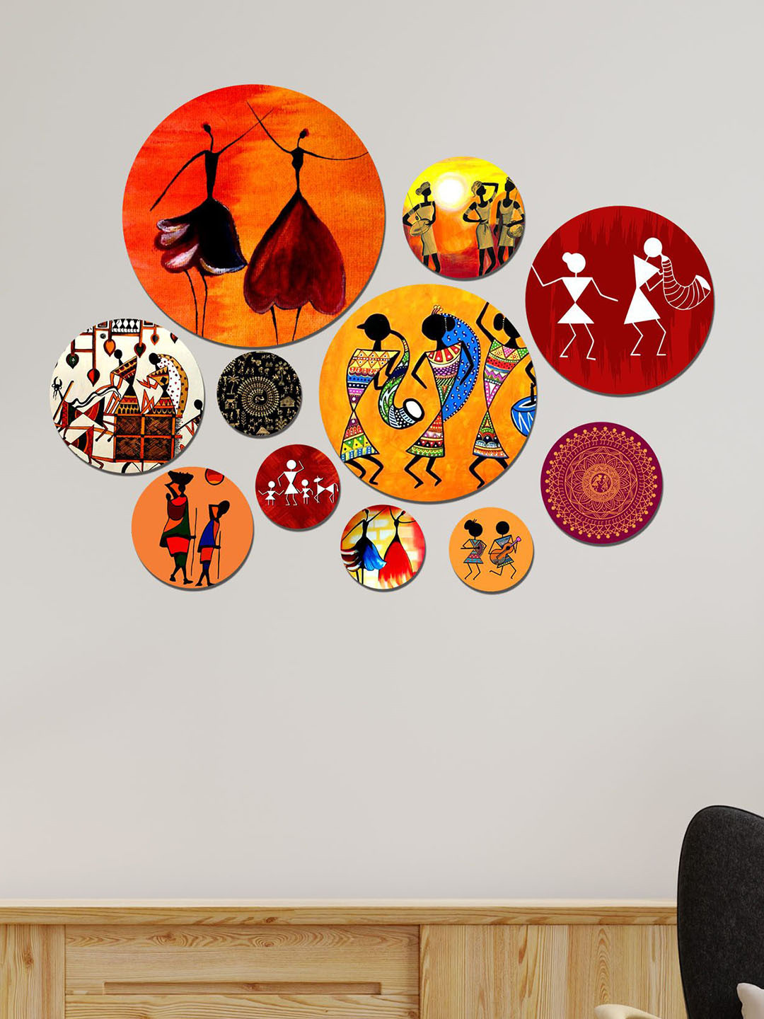 ArtVibes MDF Ethnic Motifs Glossy Sticking Hall Wall Hangings-25.6In
