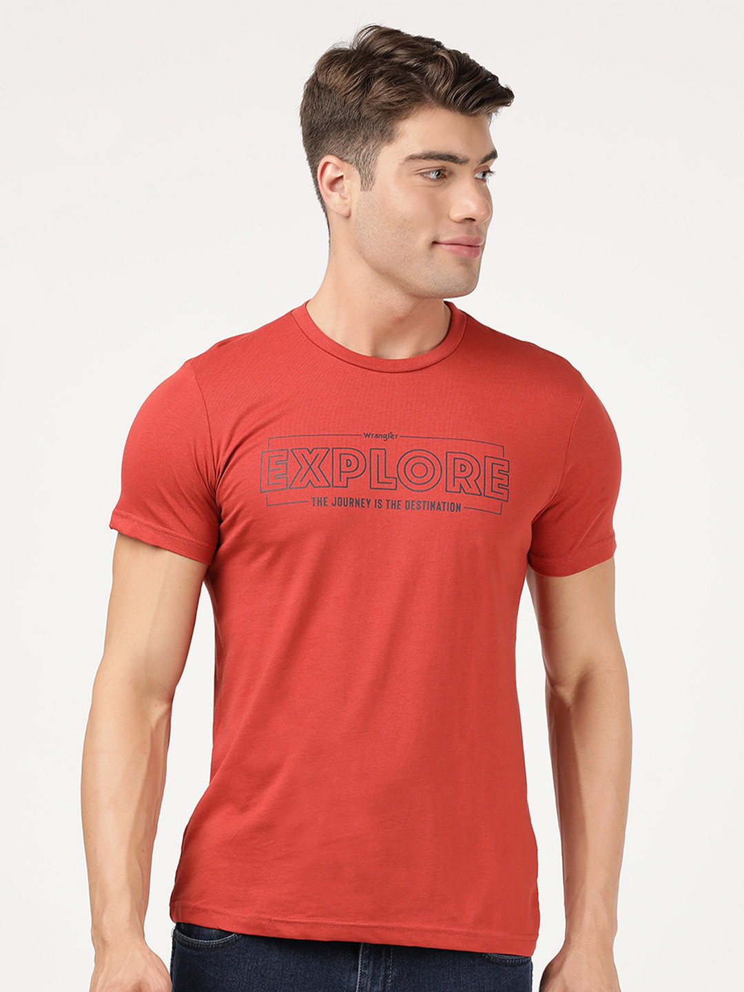Wrangler Men Maroon Typography T-shirt