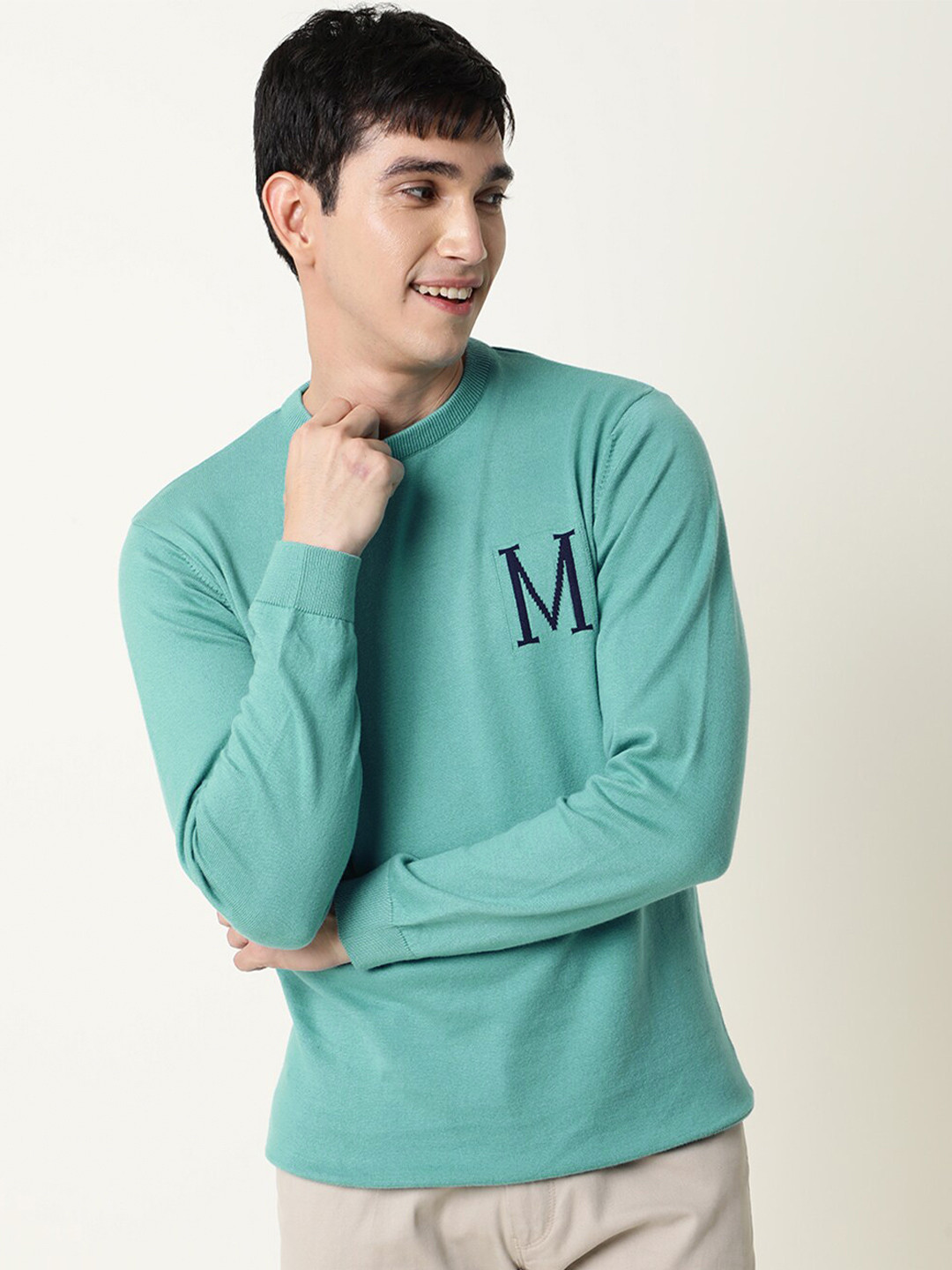 RARE RABBIT Men Alba Slim Fit Round Neck Sweatshirt