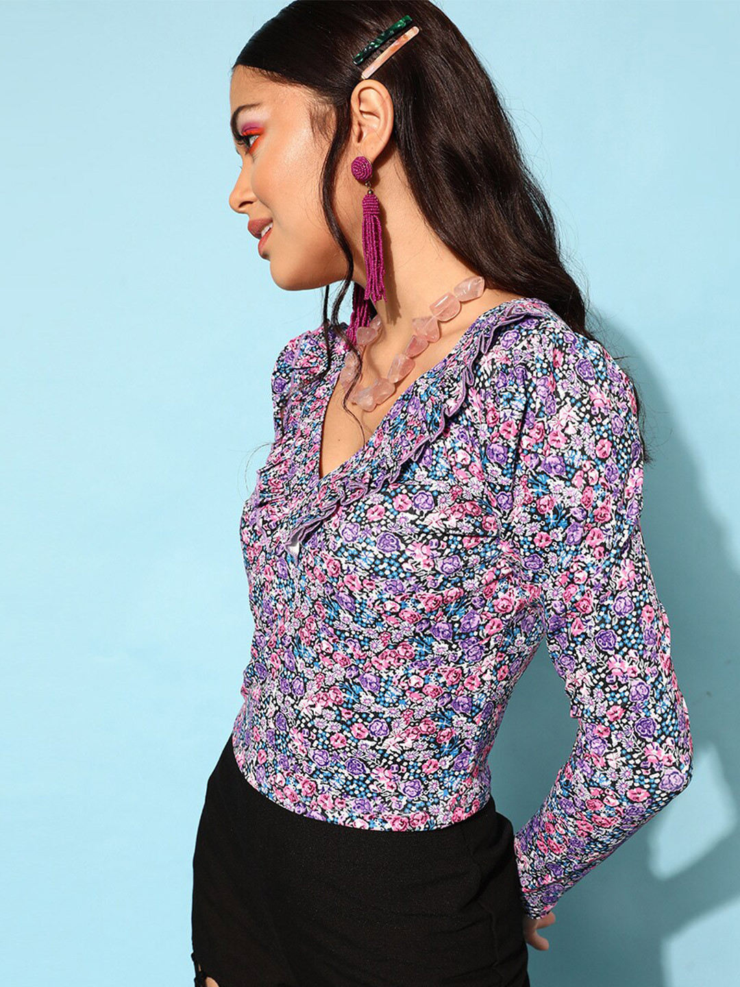 STREET 9 Charming Purple Floral Top
