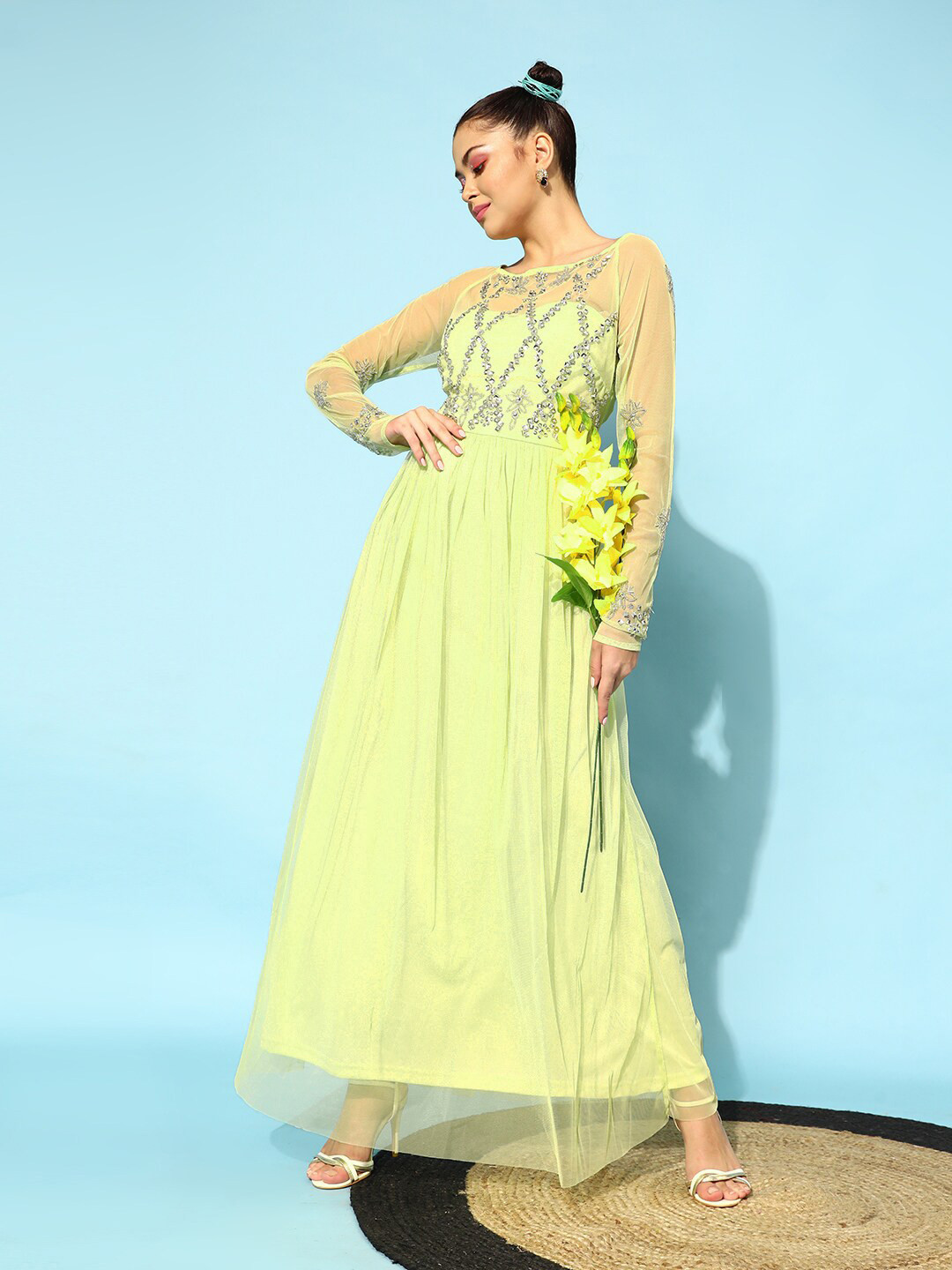 STREET 9 Women Attractive Lime Green Solid Dress