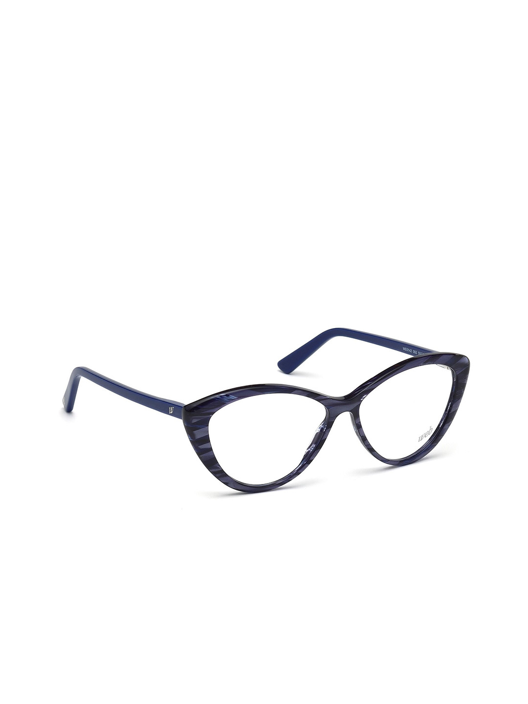 WEB EYEWEAR Women Transparent & Navy Blue Abstract Full Rim Aviator Frames WE5142 55 092