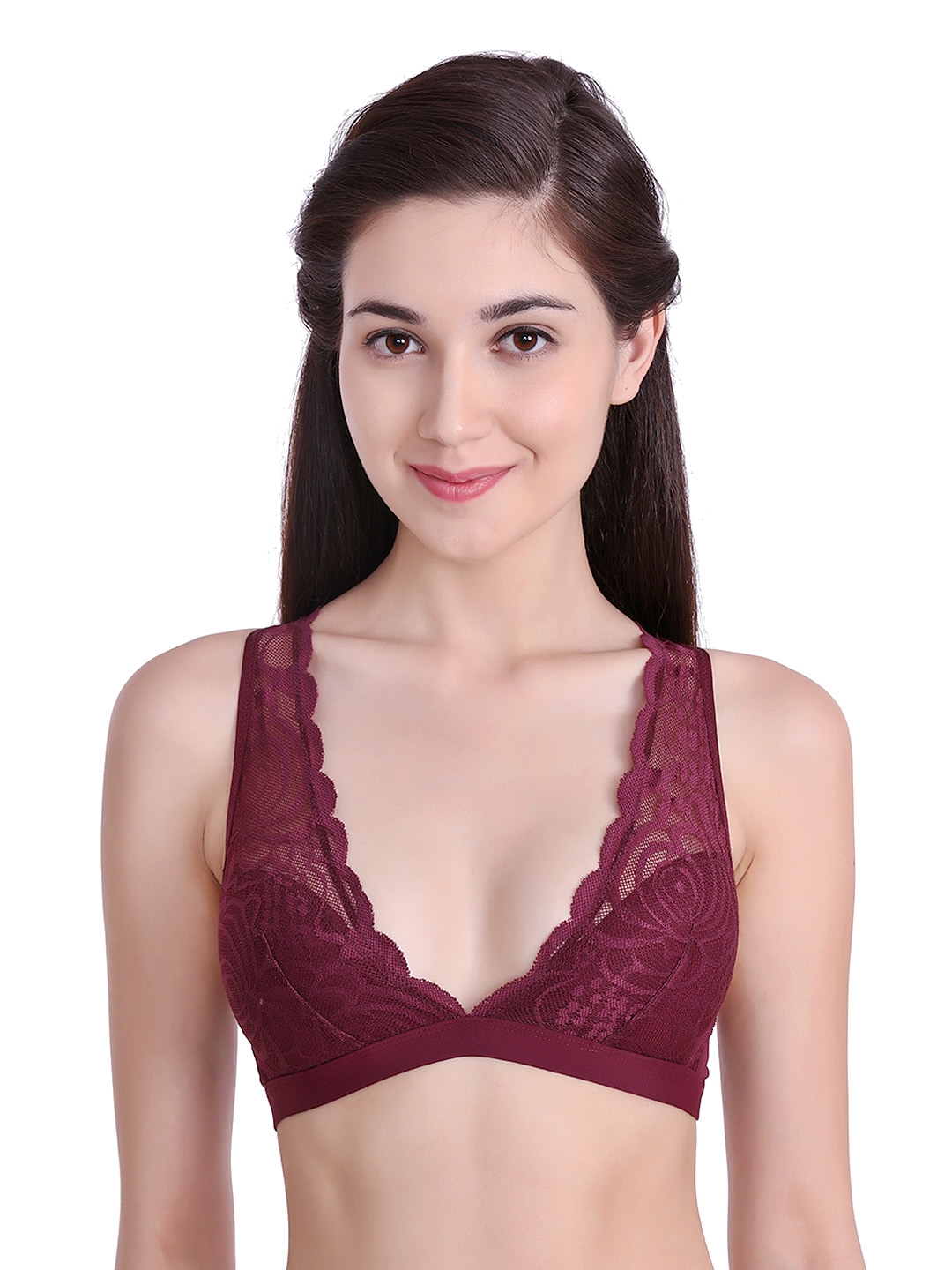 Zivame Girls Double Layered Non Wired Full Coverage Bralette - Love Pink