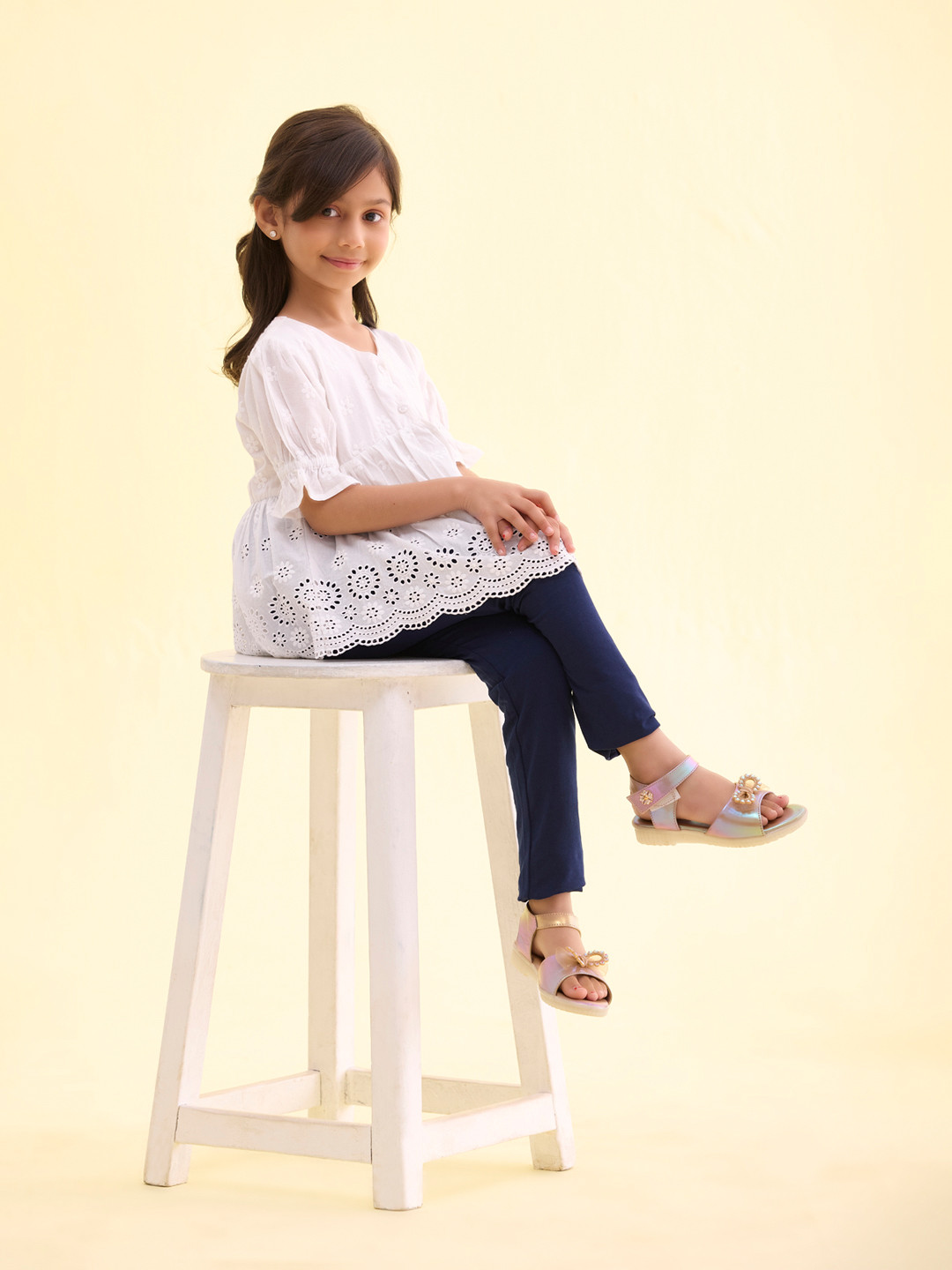 Go Colors Girls Navy Blue Ankel Length Legging