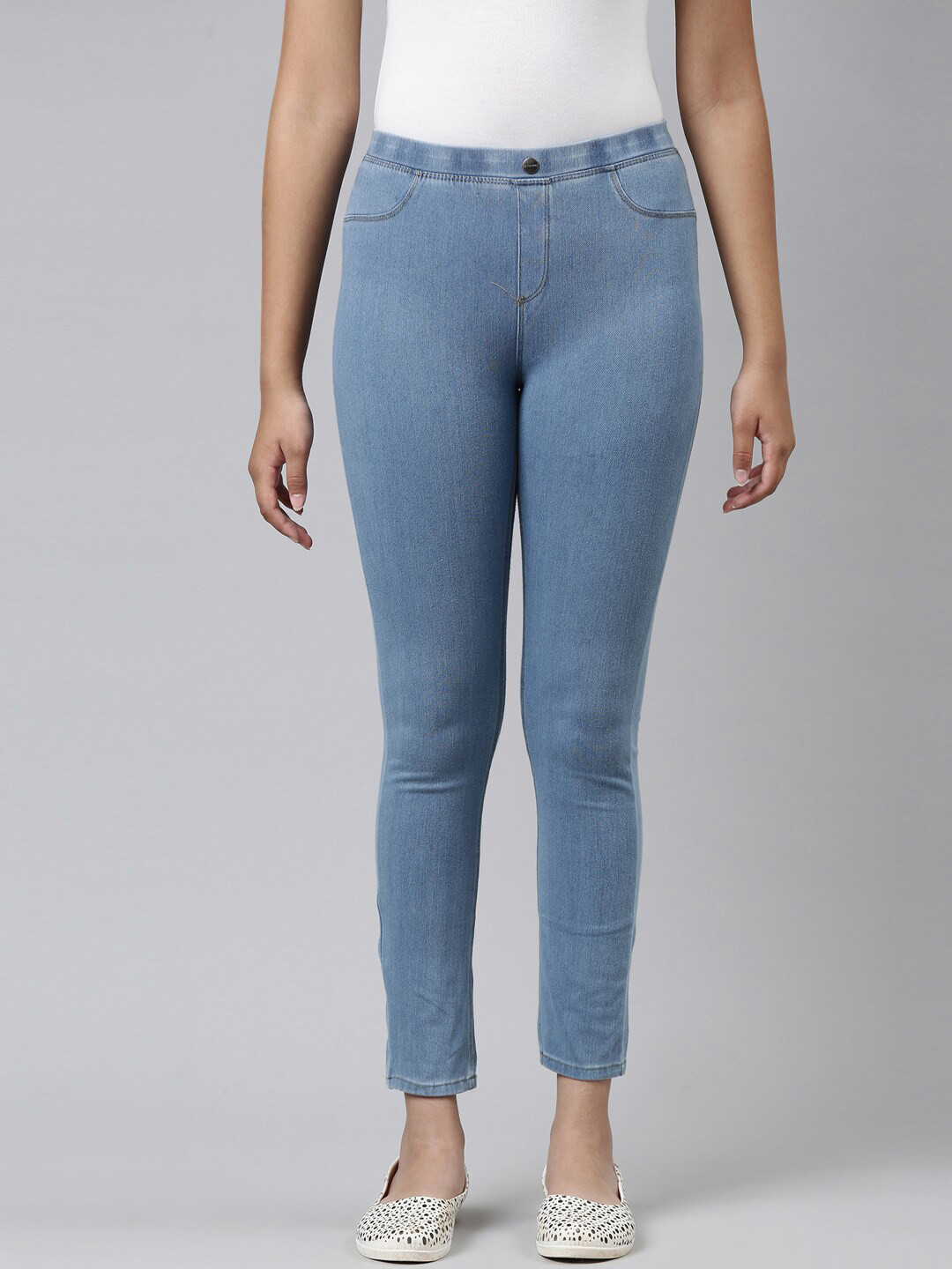 Go Colors Teen Girls Blue Solid Slim-Fit Jeggings
