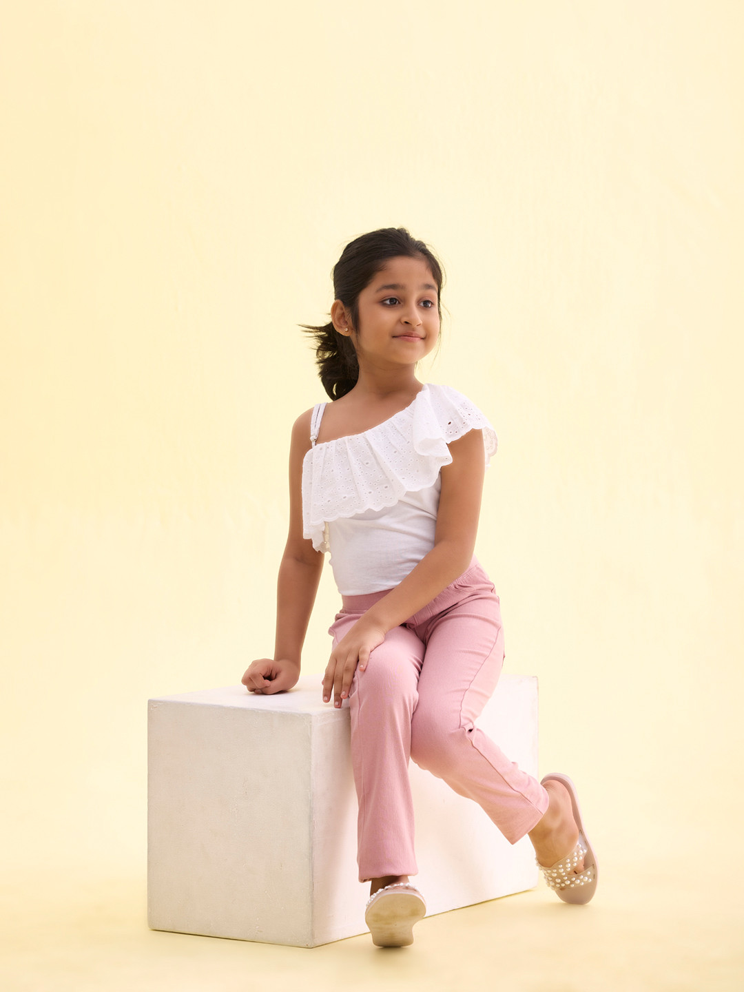 Go Colors Girls Pink Solid Jeggings