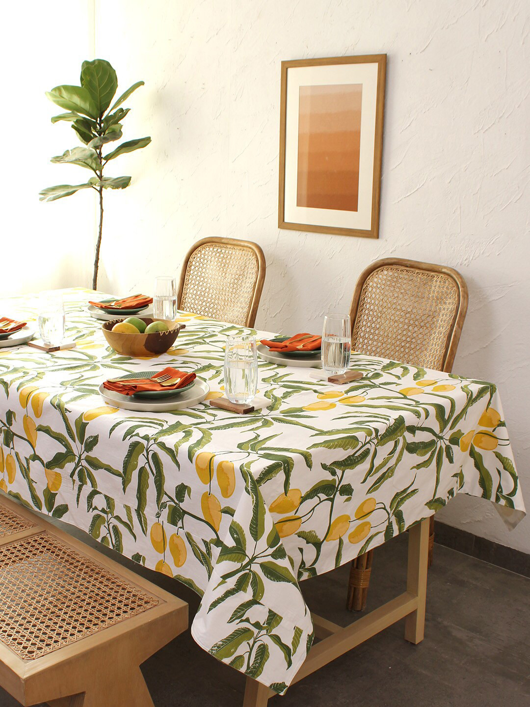 House This Yellow Leaves Printed 6 Sector Table Cover