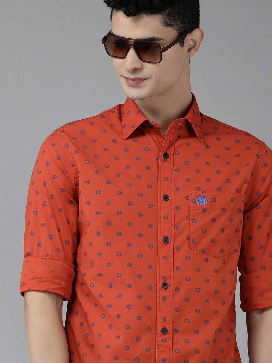 U.S. Polo Assn. Men Red Ethnic Motifs Printed Tailored Fit Casual Shirt