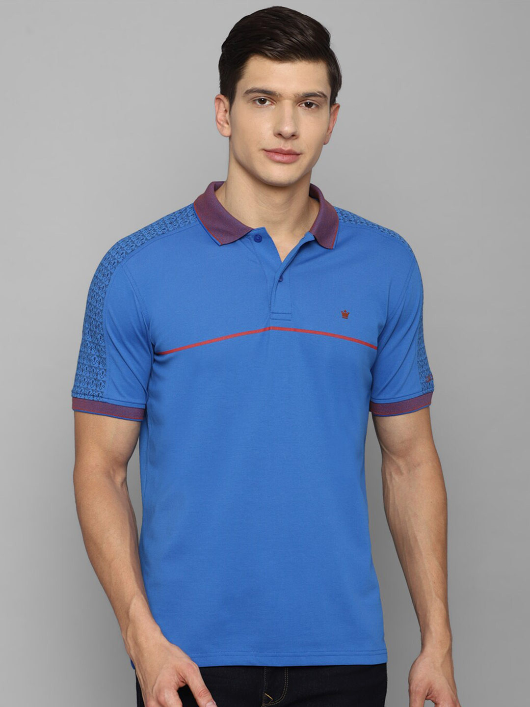Louis Philippe Men Blue Polo Collar T-shirt