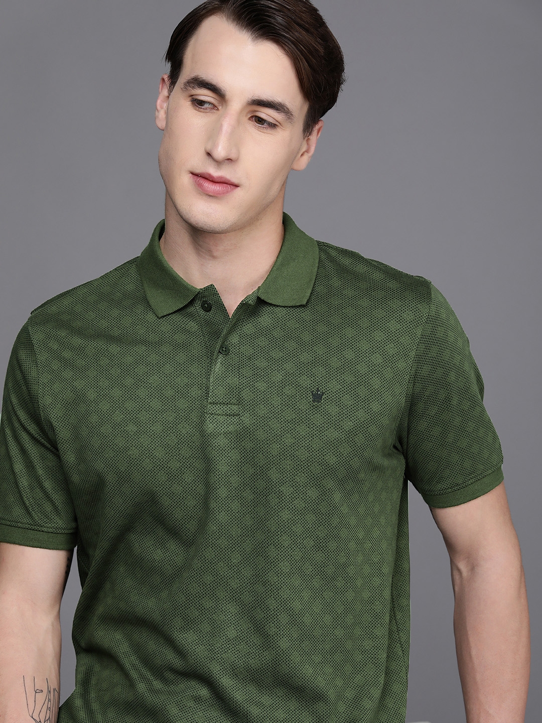 Louis Philippe Sport Men Olive Green Polo Collar T-shirt