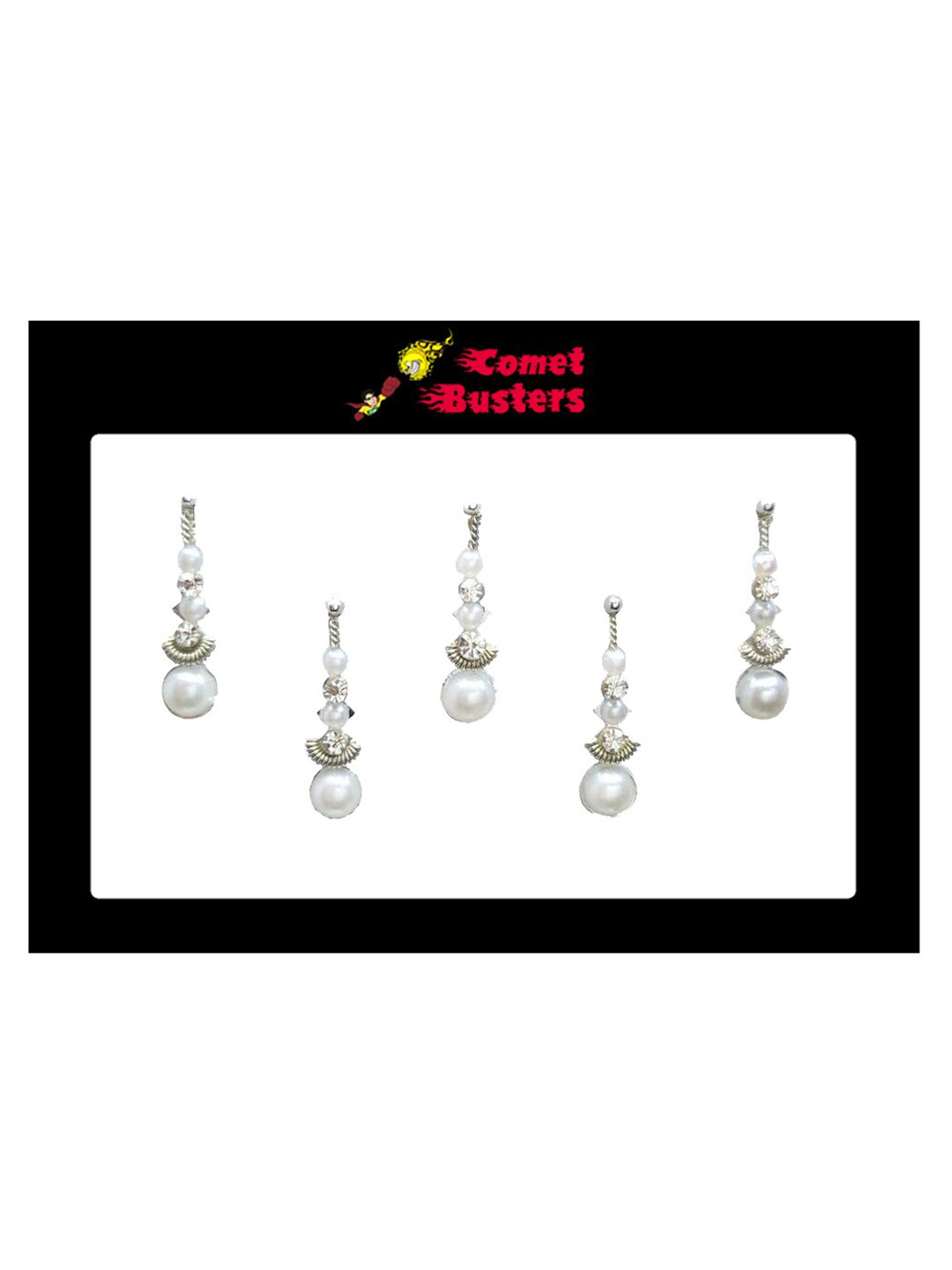 Comet Busters White Pack Of 5 Traditional Designer Bindis