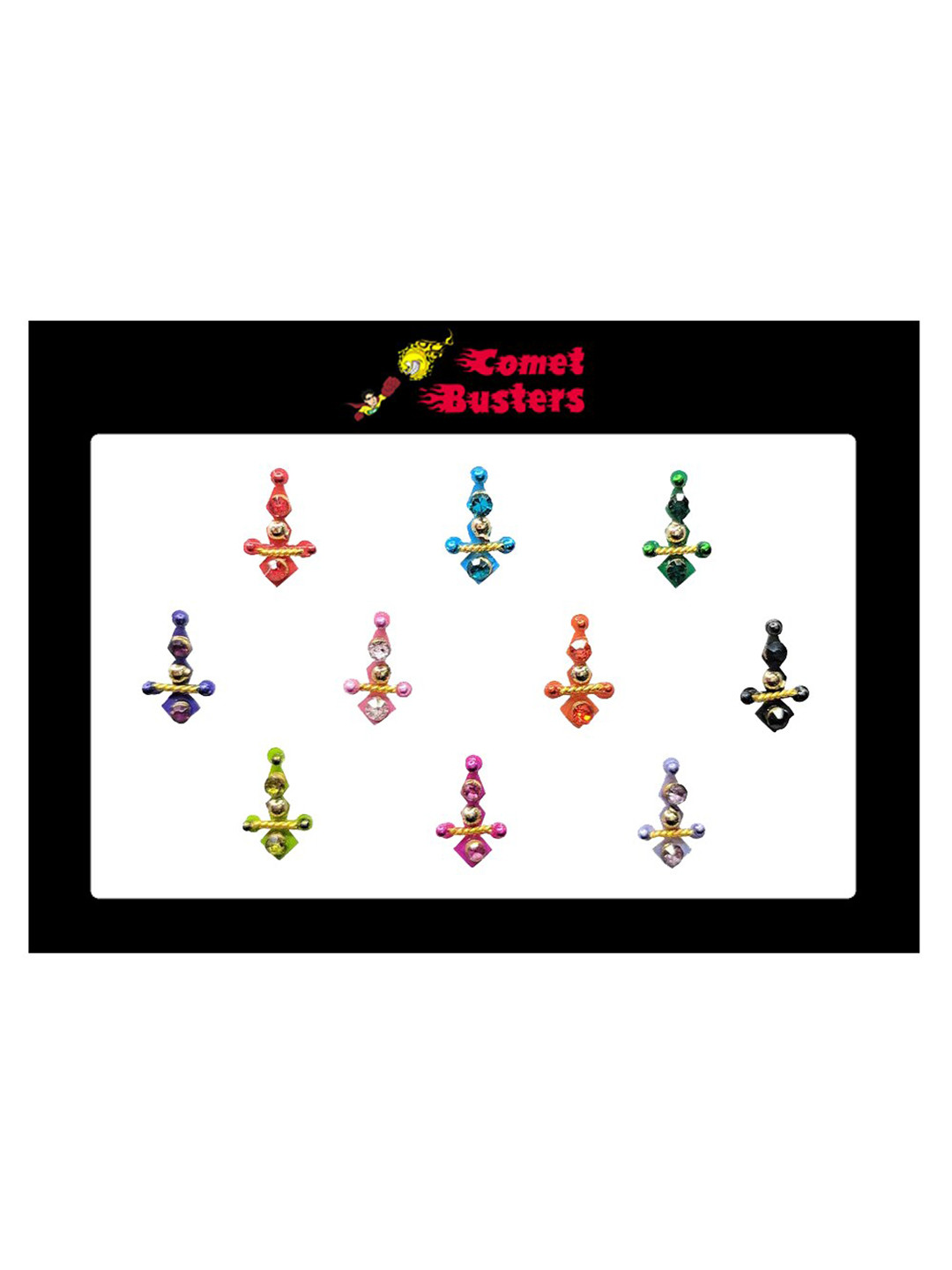 Comet Busters Multicolored Pack Of 10 Traditional Designer Bindis