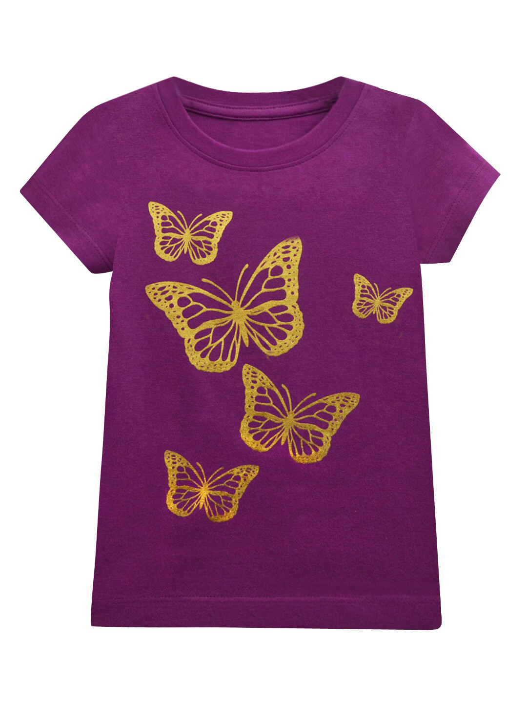 A T U N Girls Purple Printed T-shirt
