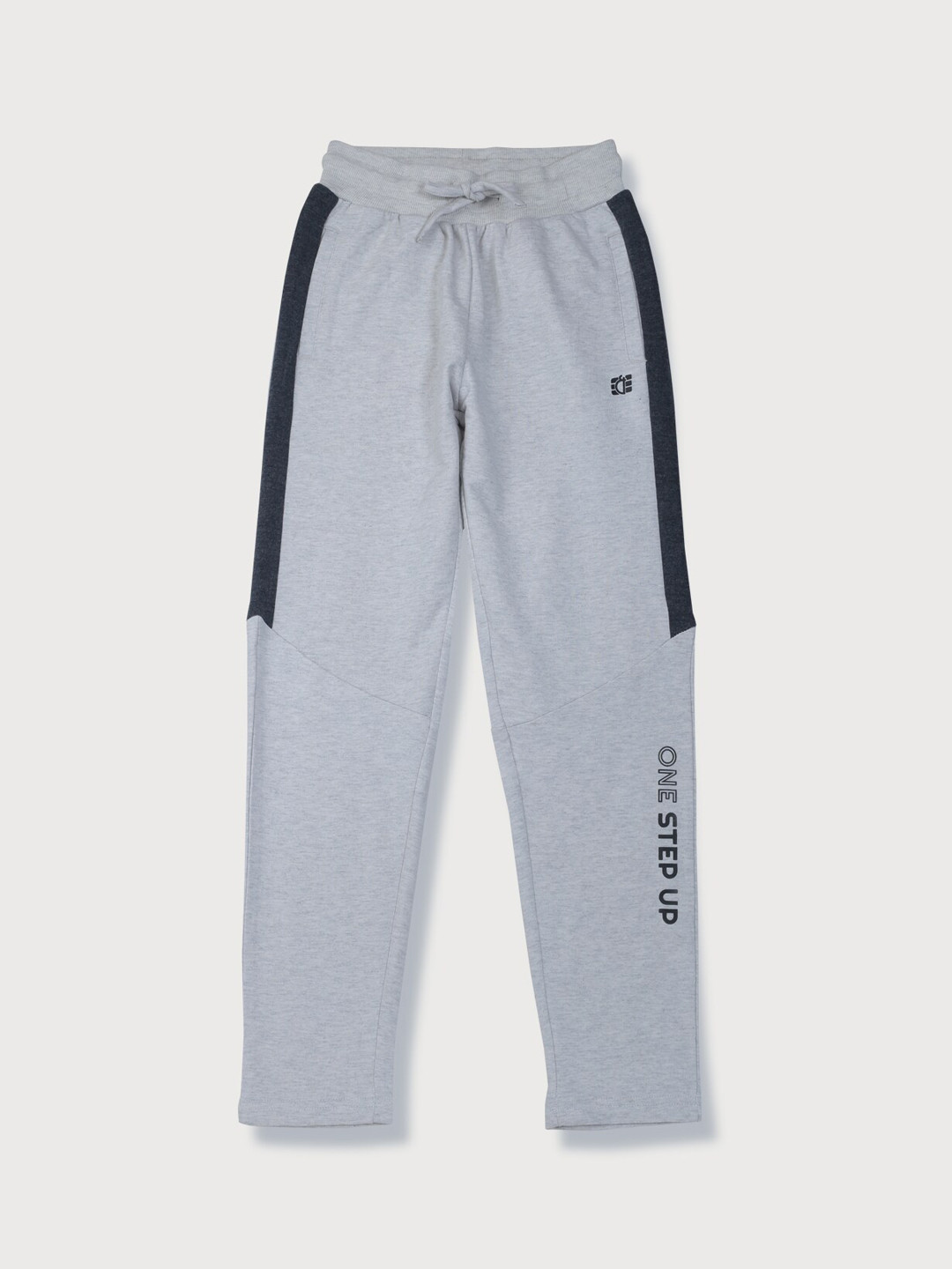 Gini and Jony Boys Grey Solid Mid-Rise Cotton Track Pants