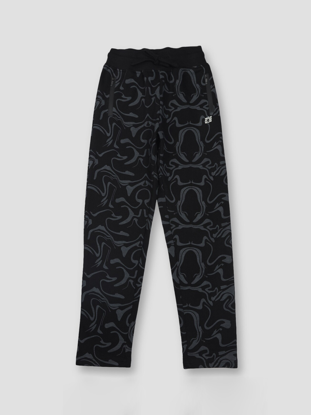 Gini and Jony Boys Black & Grey Printed Elasticated Track Pant