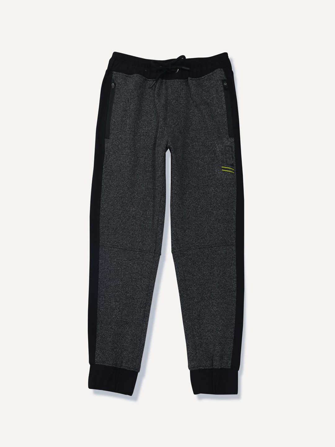 Gini and Jony Boys Grey & Black Colourblocked Cotton Joggers