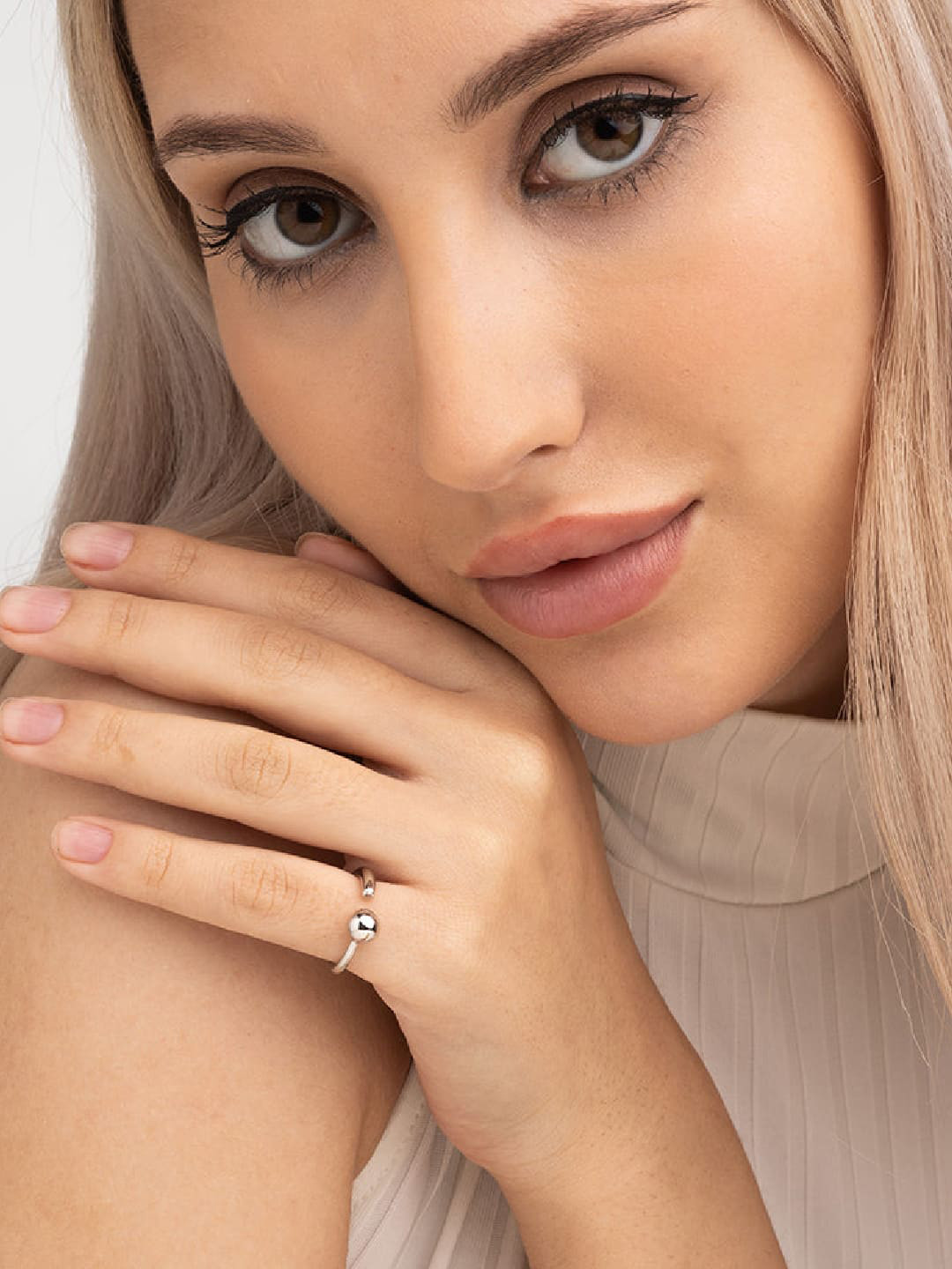 PALMONAS 925 sterling silver 18K Gold-Plated Adjustable Finger Ring