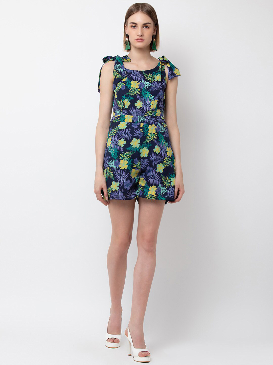 DODO & MOA Women Green & Purple Printed Jumpsuit