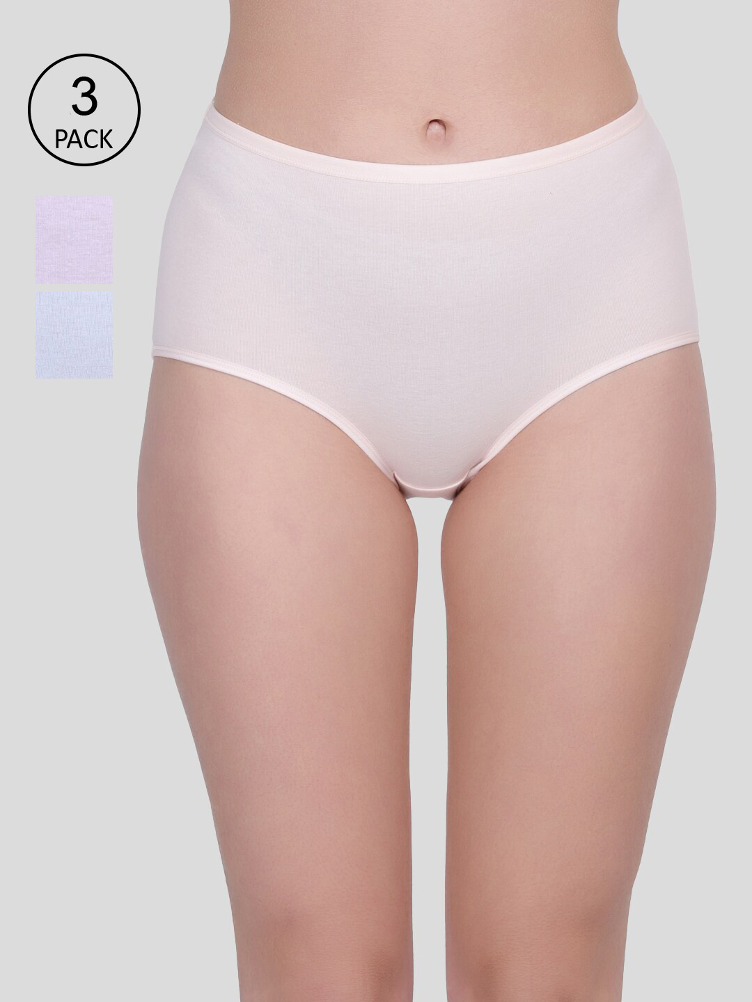 Amour Secret Women Pack of 3 Solid Hipster Briefs-P9106_Bpnk_Prl_Sblu