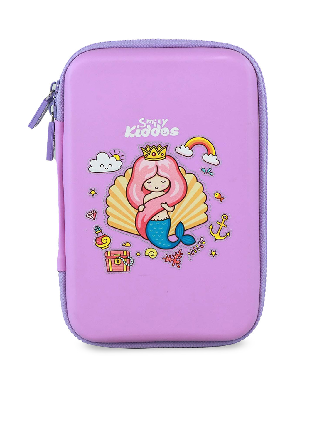 Smily Kiddos Purple & Yellow Printed Single Compartment Pen Case