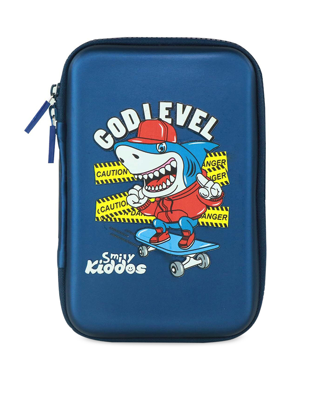 Smily Kiddos Blue Skater Shark Printed Single Compartment Pen Case