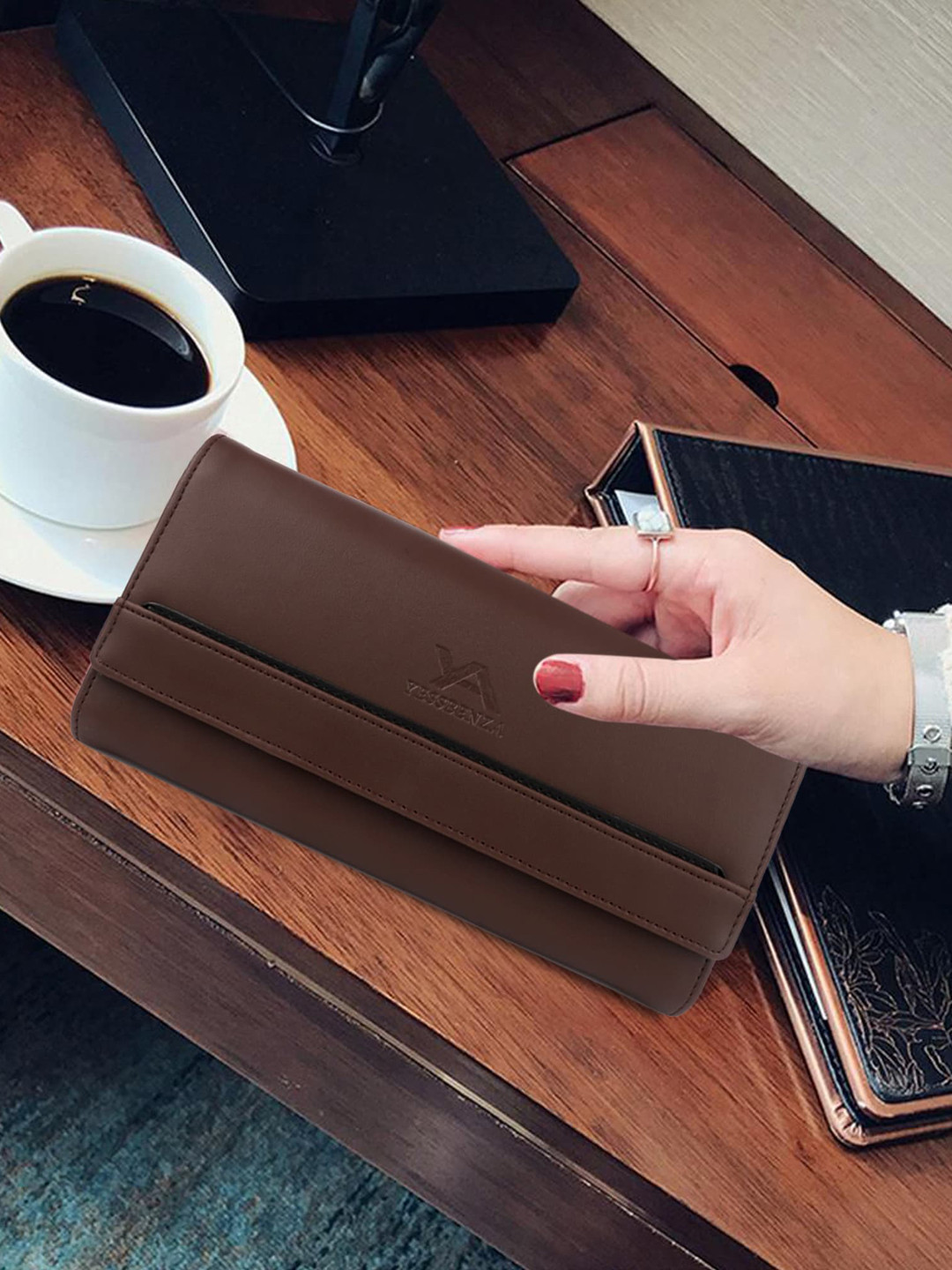 YESSBENZA Women Brown Envelope Clutch