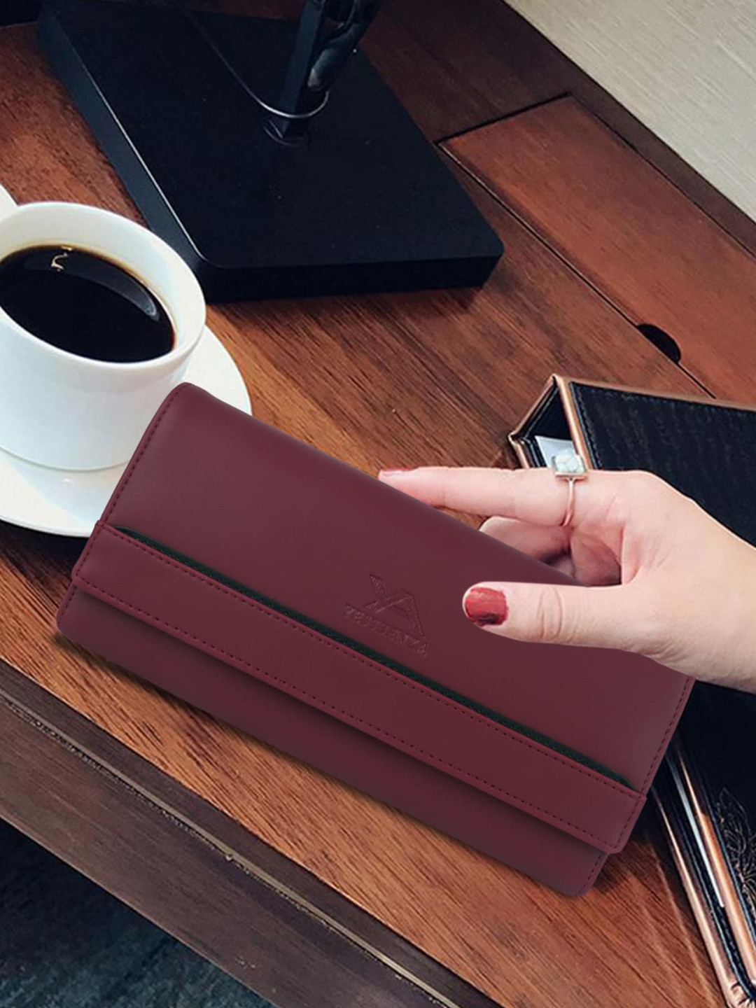 YESSBENZA Maroon Envelope Clutch