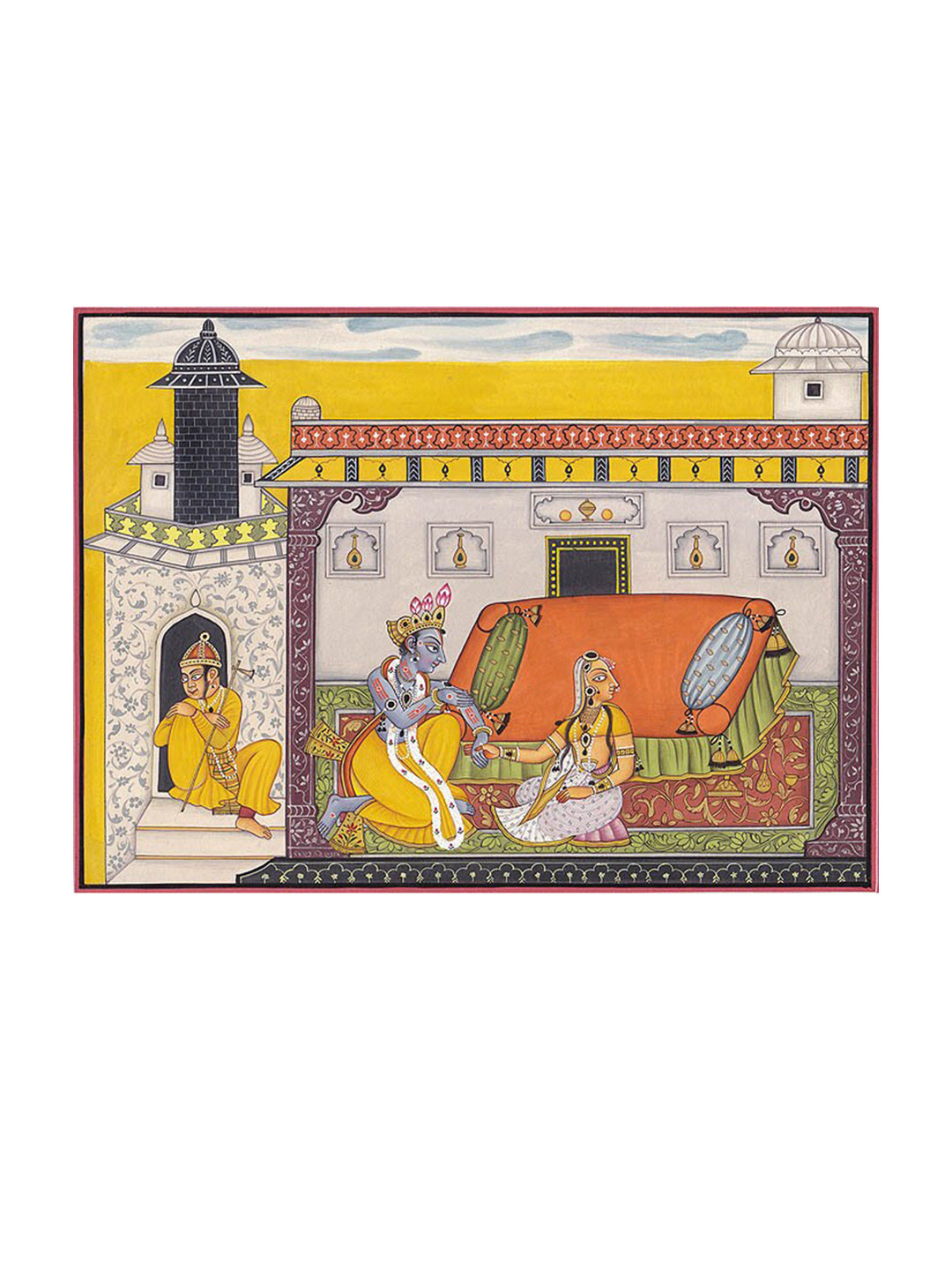 Exotic India Krishna Pursuing Heroine (A Folio from Nayika-Bheda) Water Color Painting