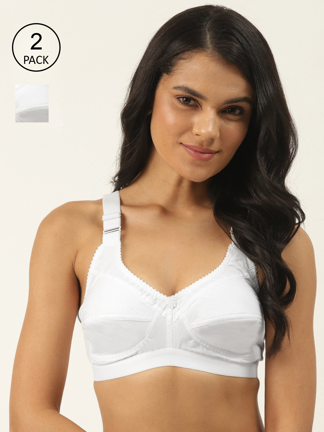 Softskin White Pack Of 2 Non Padded Cotton Bra