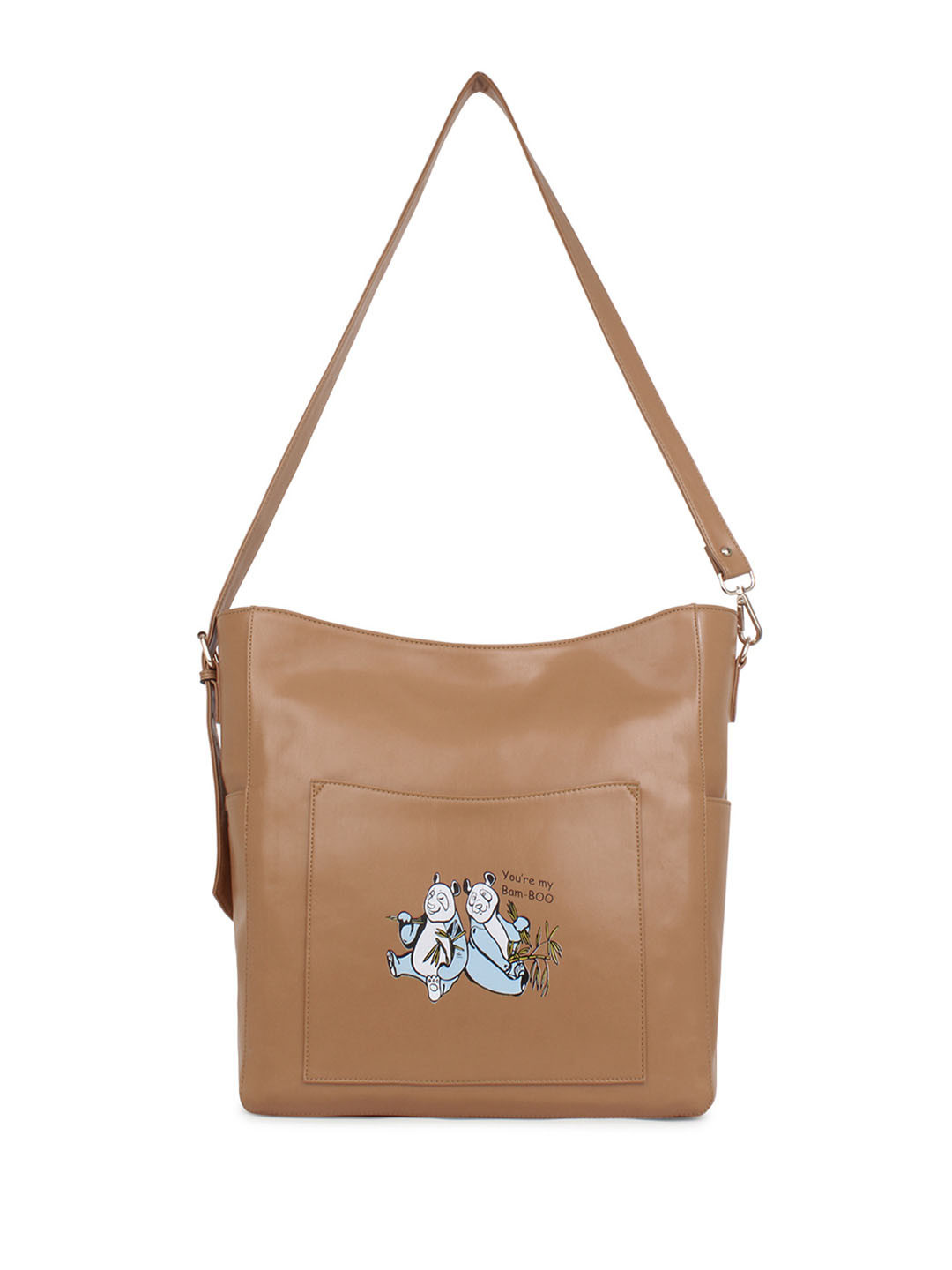 Spice Art Brown Printed PU Structured Hobo Bag