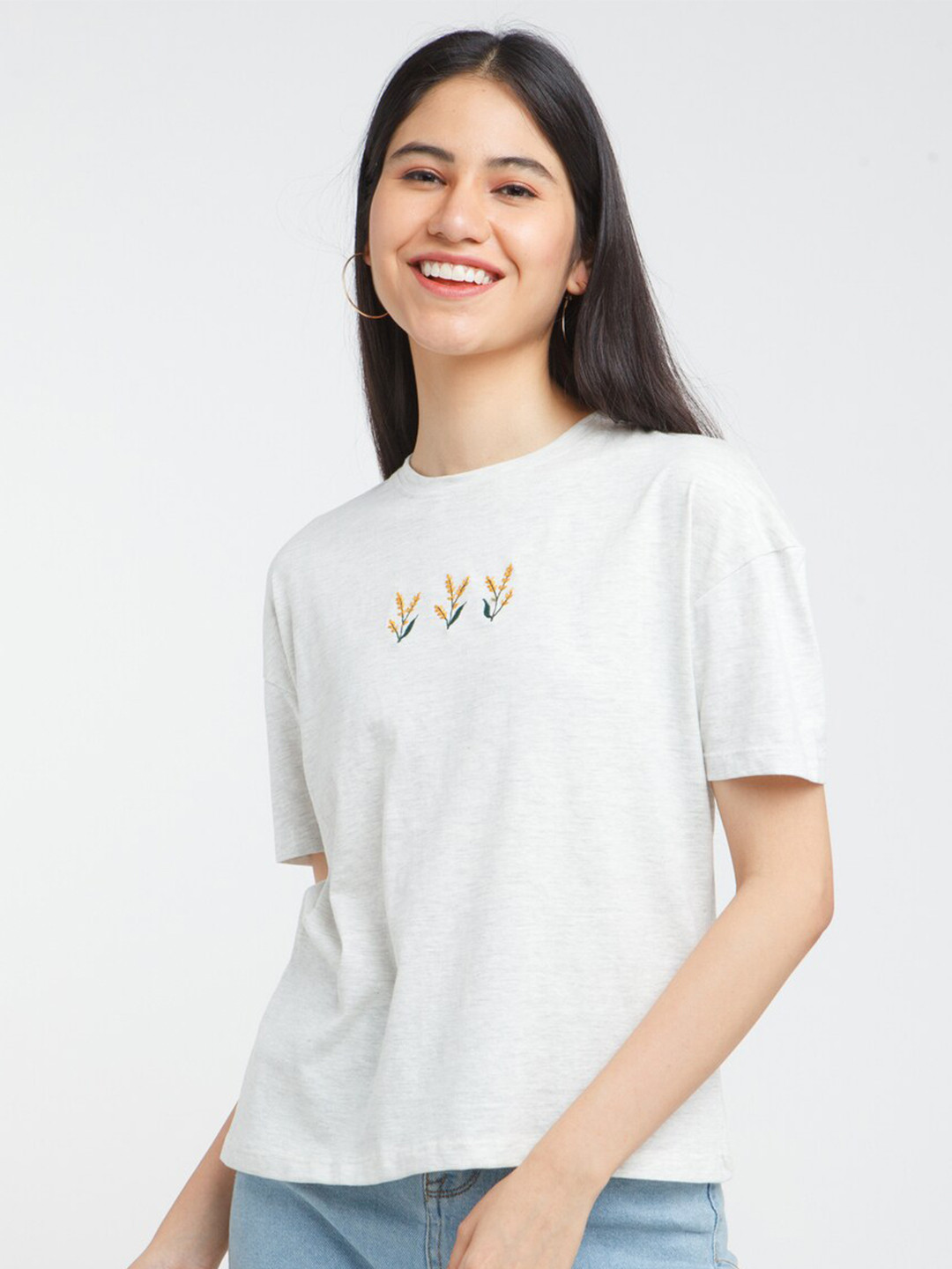 Zink London Women White Solid T-shirt
